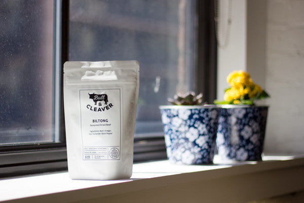 Biltong traditional recipe on window sill